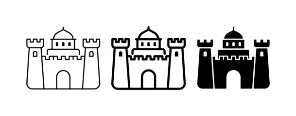 Castle Icons, Fortress Symbols, Medieval Architecture Vector Graphics, Set of 3 © Hasem