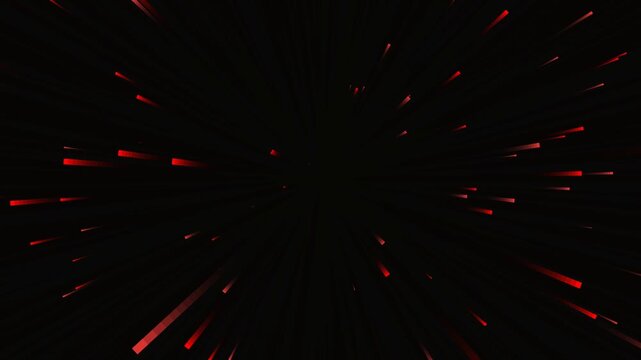 Abstract hyper jump tunnel with colorful neon light trails over black background, ideal for technology visuals, multimedia, and creative projects.