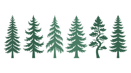 Obraz premium Set of evergreen tree silhouettes