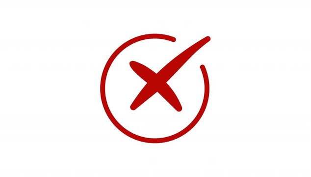 Animated Cross Mark Inside Circular Outline &ndash; Error Cancel Icon Motion Graphic on White Background