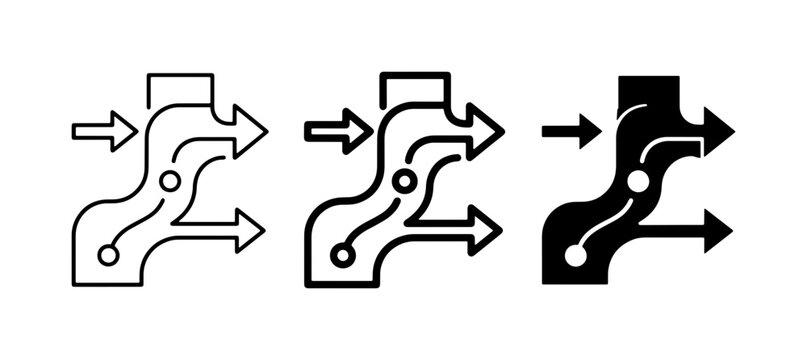 Flowchart Branching Paths Icons, Decision Tree Logic, Process Flow Diagram Elements