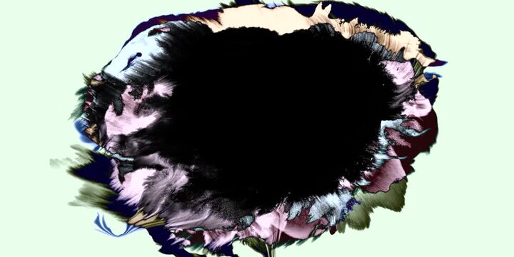 Swirling smoke or ink fluid transition effect. Steam, dust explosion. Black on white background