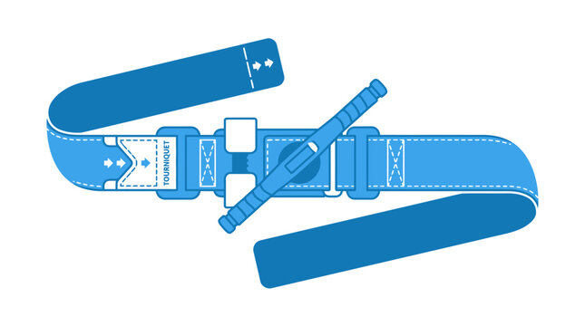 Blue Tourniquet Medical Device Illustration, Emergency First Aid Equipment