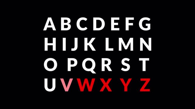 Animated  Alphabet, A to Z, English Alphabet Animation. Alphabet colorful animation A to Z on transparent Background .Alphabet text animation from a to z ,learning letters with Alpha Channel in 4K