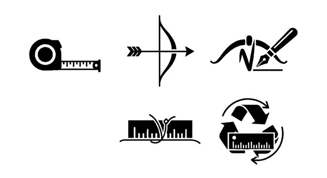 Collection of black icons representing various tools and symbols.