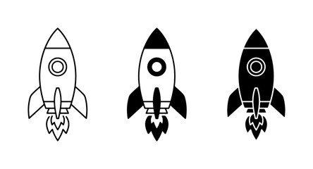 Rocket Ship Icons, Space Exploration Vector Set, Futuristic Launch Symbols, Sci-Fi Adventure Graphics © Renu