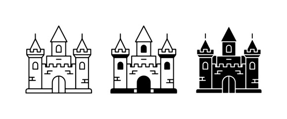 Castle Icons Set: Medieval Fortress, Royal Palace, Fantasy Architecture, Vector Graphics for Fairytales and History © Renu