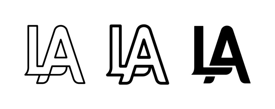 Minimalist LA Monogram Logo Set, Interlocking Letters L and A Vector, Modern Initial Branding Icons