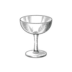 Сocktail or champagne glass, a dessert glass. Hand drawn engraving style illustrations.  © irina