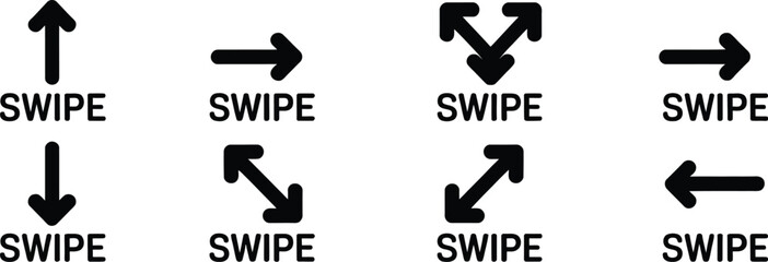 Swipe up down left and right arrow icons for mobile navigation vector © Rashed