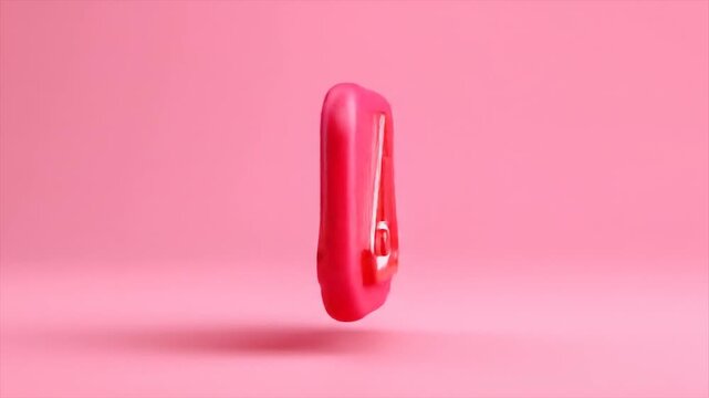 Alert icon 3 d render red warning symbol on pink background
