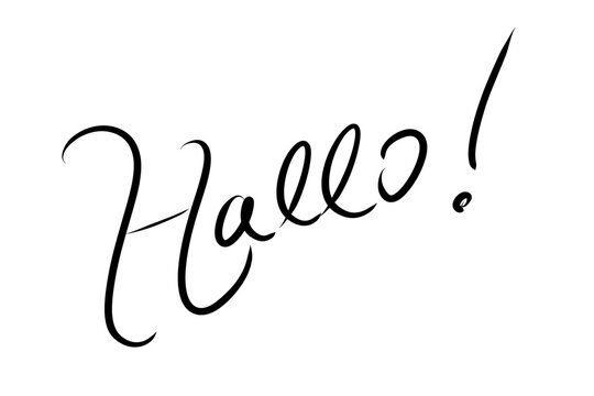 Hallo Schriftzug in schwarzer Kalligrafie