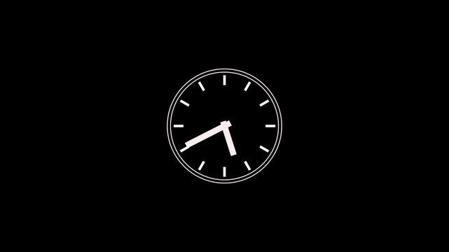 simple cute round white clock looping animation 4k video in dark background