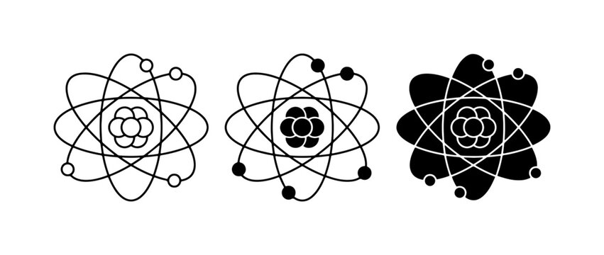 Atomic Structure Icons: Scientific Atom Models, Physics Symbols, and Chemistry Diagrams