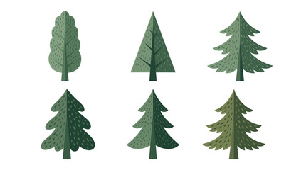 Obraz premium Various stylized green tree illustrations