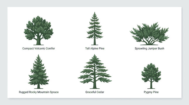 Various tree and bush illustrations