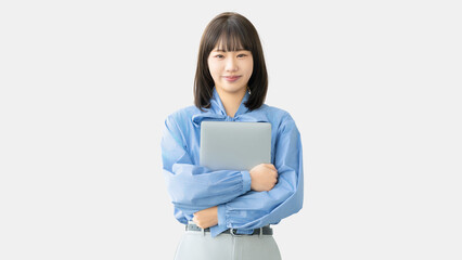 Obraz premium ノートパソコンを持つ女性・ビジネスウーマン, Businesswoman Holding a Laptop Computer