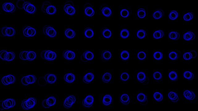 An animated background displaying a repeating pattern of glowing blue circles arranged in a structured grid layout