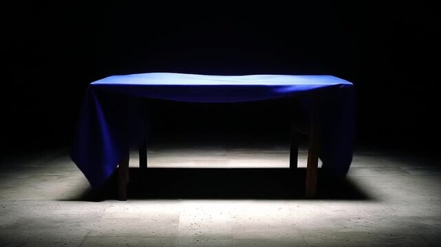 Blue cloth draped object presentation concept spotlight