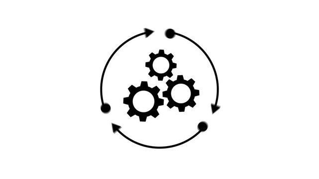 Update glowing setting icon setup animation. setting icon with spinning gears icon animated. Technology gear icon concept animation. 4k motion video.