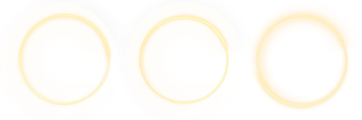 Awesome light gold circle line background with glowing golden effect and neon magic flare. Transparent PNG overlay element for luxury real estate advertising or premium diploma border. © Felicety