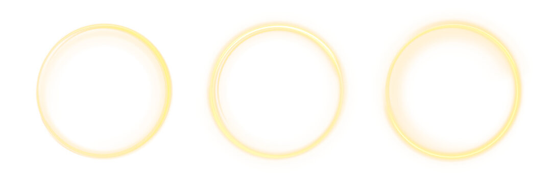 Intense golden glowing fire ring with burning sparks and magic light effect on transparent background overlay. Circle fire PNG graphic for automotive show or rock concert promo poster.