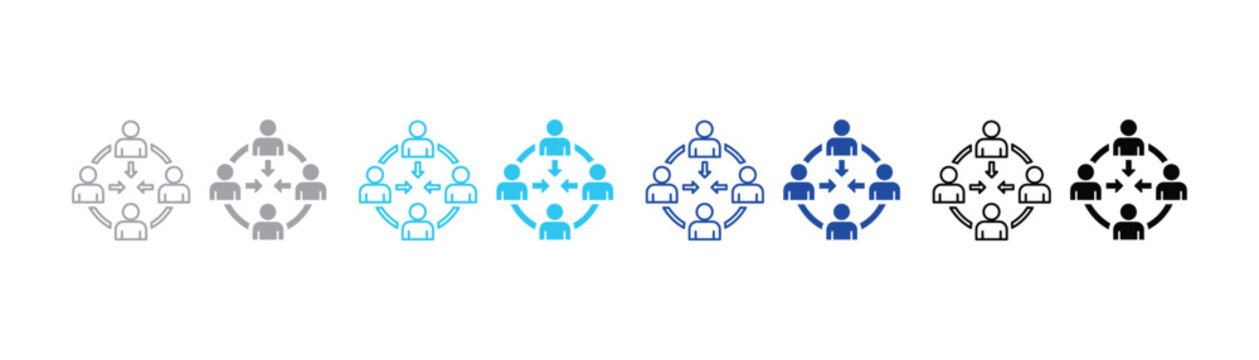 Team centralization connection icon with people directed inward centralization connection collaboration business communication management partnership structure organization corporate