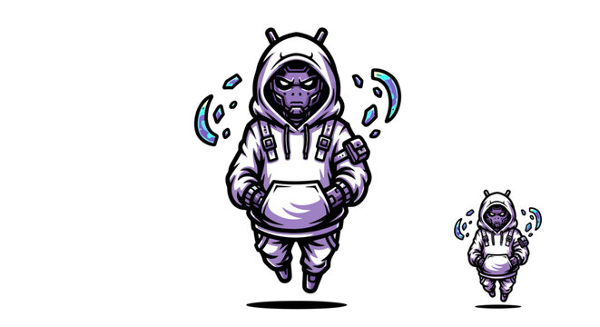 Cute Alien Character in Hoodie.