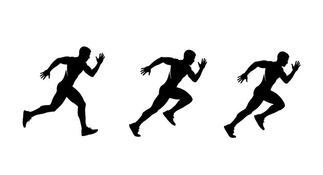 Silhouettes of runners in motion sequence.