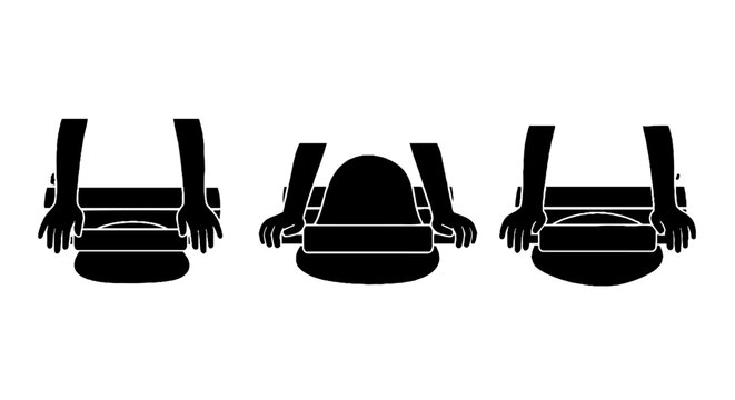 Black and white icons of backpacks with straps.
