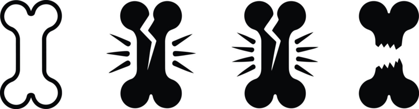 Broken bone fracture icon set medical orthopedic vector illustration