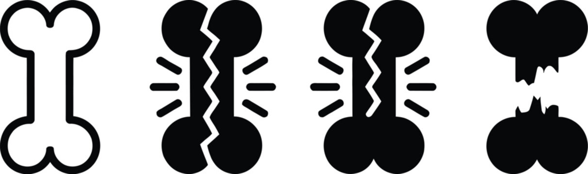 Broken bone fracture icon set medical orthopedic vector illustration