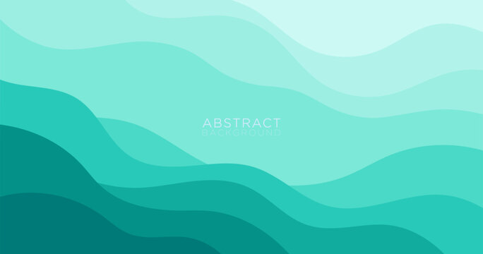 Abstract Turquoise Ocean Wave Background with Layered Flowing Curves and Minimal Design