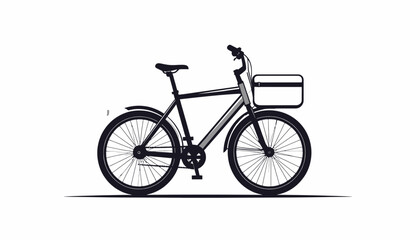 Obraz premium Black bicycle with basket attached.