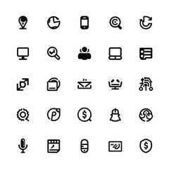 Fototapeta premium API development icon set, black and white vector 