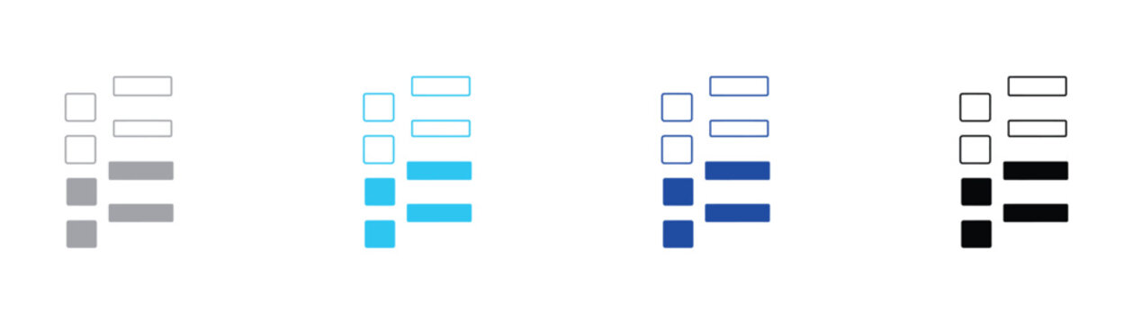 Minimalist checkbox and list item UI vector icons with checkbox rectangle illustration interface selection navigation template development software structure