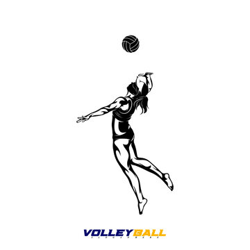 Vector illustration of a female beach volleyball player. Suitable for sports-themed designs, summer games, sports logos, etc.