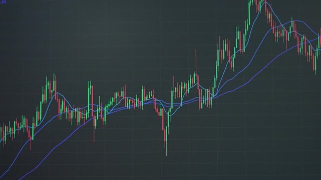 Stock trade graph screen. stock market graph showing price trends. Trade technology visualized stock data. Financial trade analysis with advanced technology. Stock graph reflects trade fluctuations.