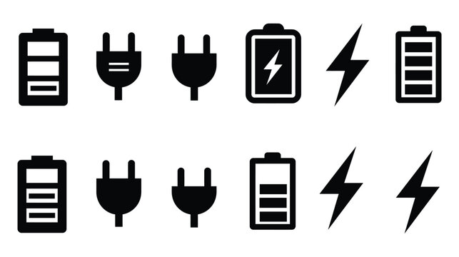 Battery vector icon set representing power energy