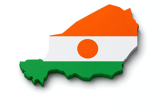 Niger Map with National Flag in 3D High Detail Country Illustration