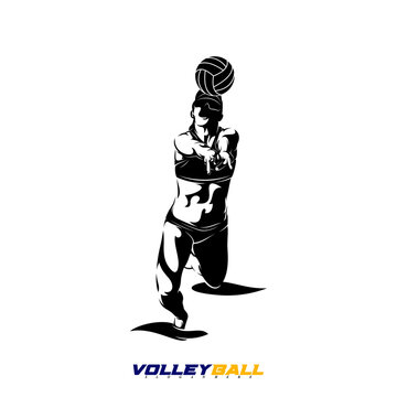 Vector illustration of a female beach volleyball player. Suitable for sports-themed designs, summer games, sports logos, etc.