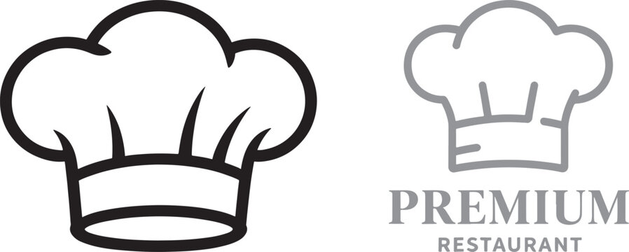 Chef hat vector icons and premium restaurant logo template for culinary branding and kitchen identity