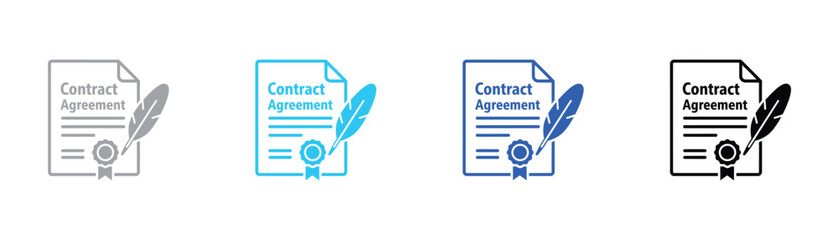 Contract agreement icon with decorative feather pen and wax seal contract agreement document certificate official business illustration corporate commercial template management information © SilentSmog
