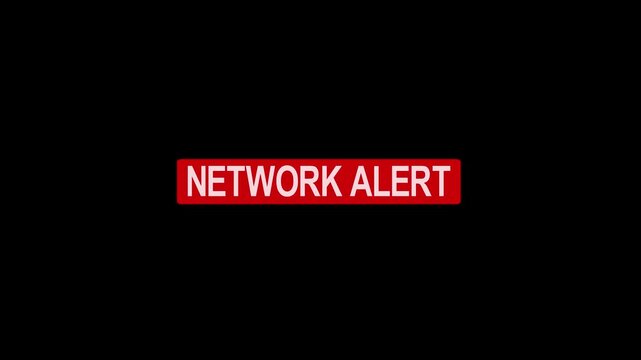 Urgent network alert digital warning sign flashing on dark background, for cybersecurity breach, notification and critical, system failure emergency, communication interface display