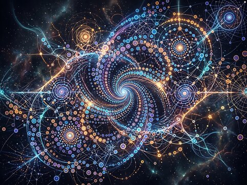 Abstract Digital Spiral Galaxy Network Design.
