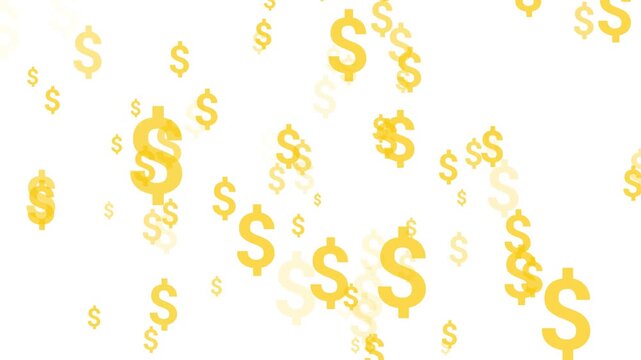 A US Dollar (USD) currency symbol set against a white background, featuring a stunning abstract design with a repeating forward-motion effect. This icon is designed for seamless animation and 4K video