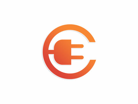 Orange Letter C Power Plug Corporate Logo Vector Template for Electrical and Energy Business Branding