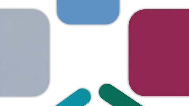 Abstract Minimalist Motion Graphics with Animated Colorful Rounded Rectangles on White Background