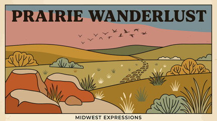 Scenic prairie landscape with winding path © Topscor