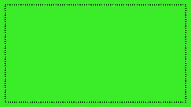 Animated dotted rectangle frame border motion graphic with green screen